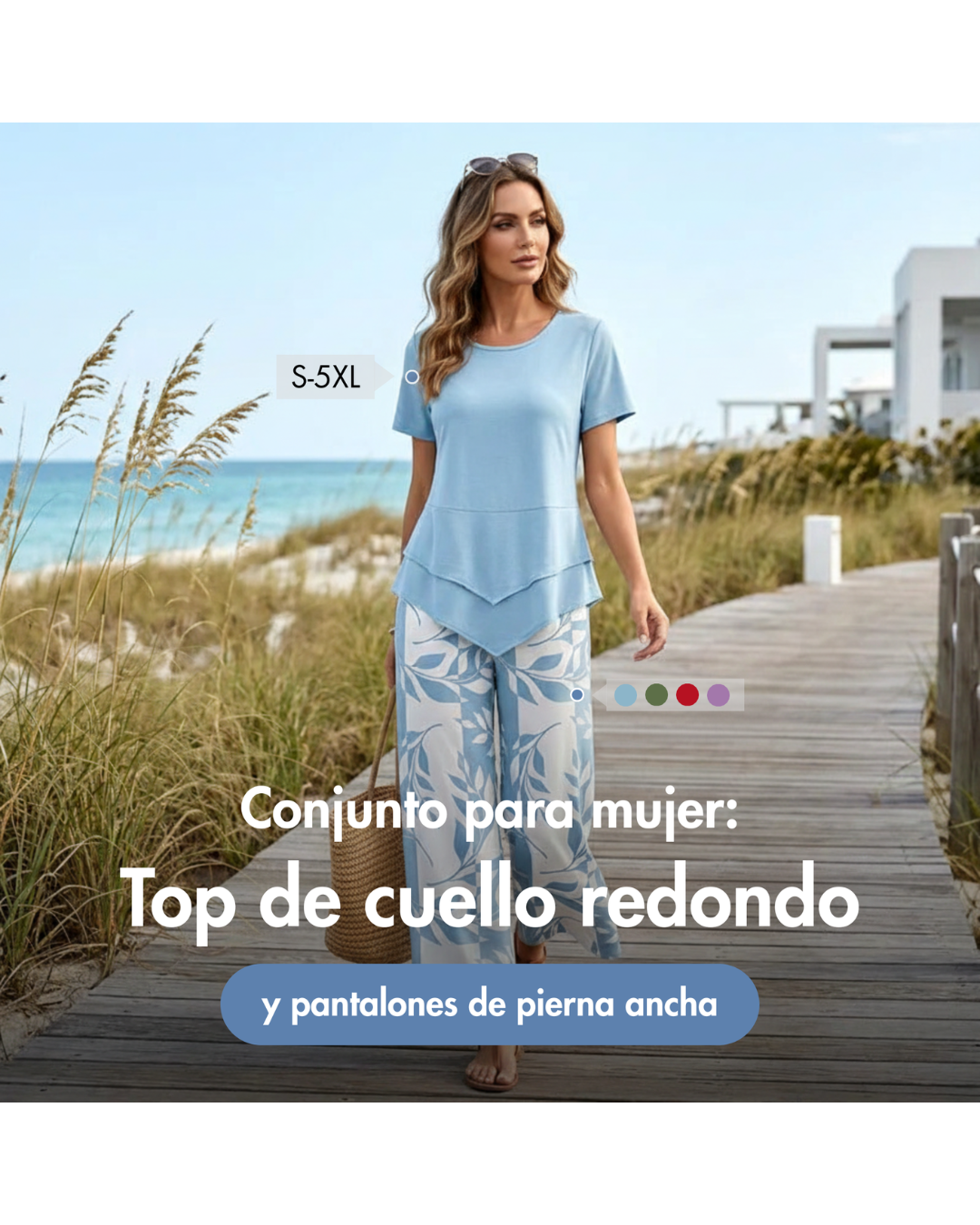 Conjunto de verano fluido con blusa ligera y pantalón amplio