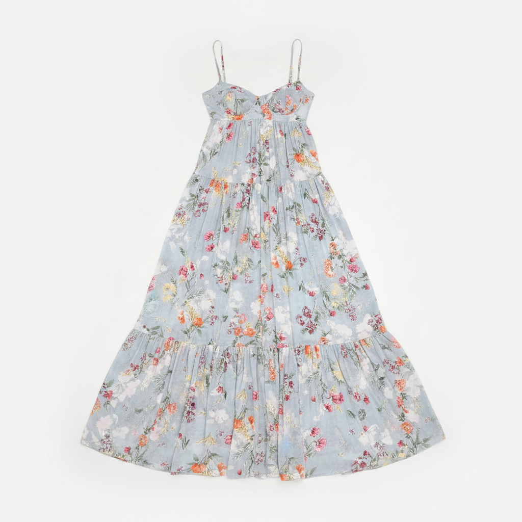 Flat lay vestido floral