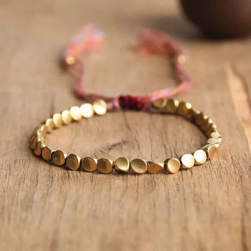 Asia - Pulsera tibetana de cuentas de cobre