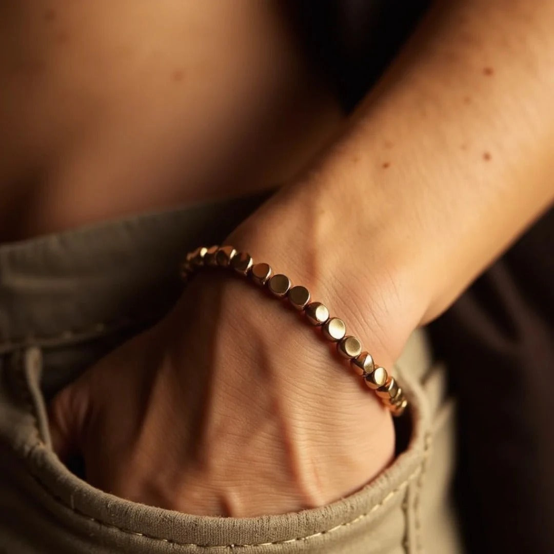 Asia - Pulsera tibetana de cuentas de cobre