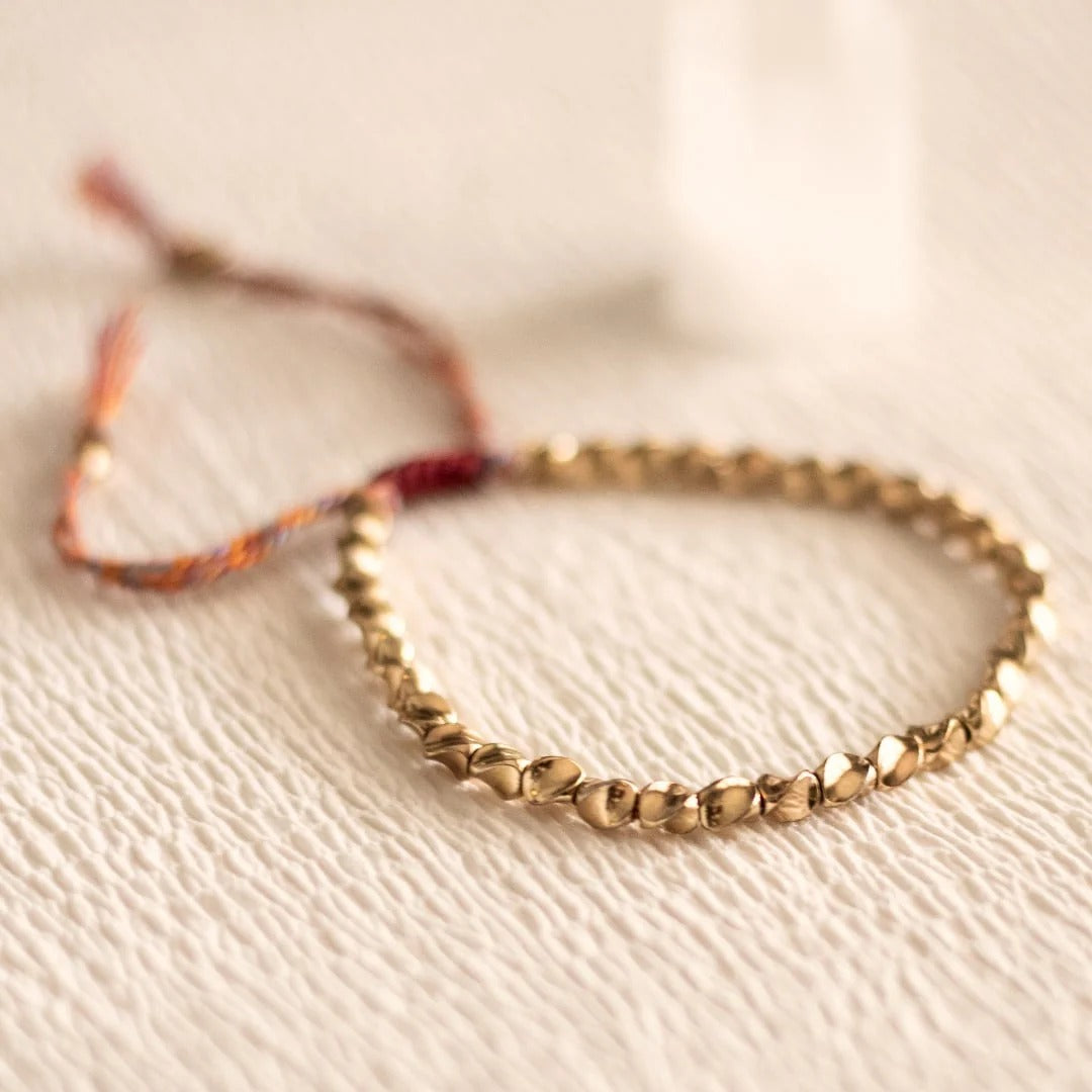 Asia - Pulsera tibetana de cuentas de cobre