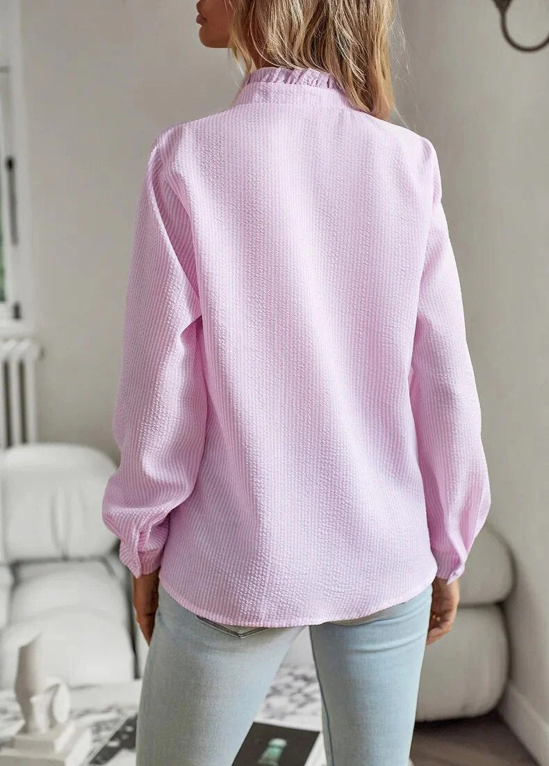 Giulia – Camisa de rayas con detalles de volantes