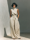 Conjunto de lino esencial – top y pantalón ancho minimalista