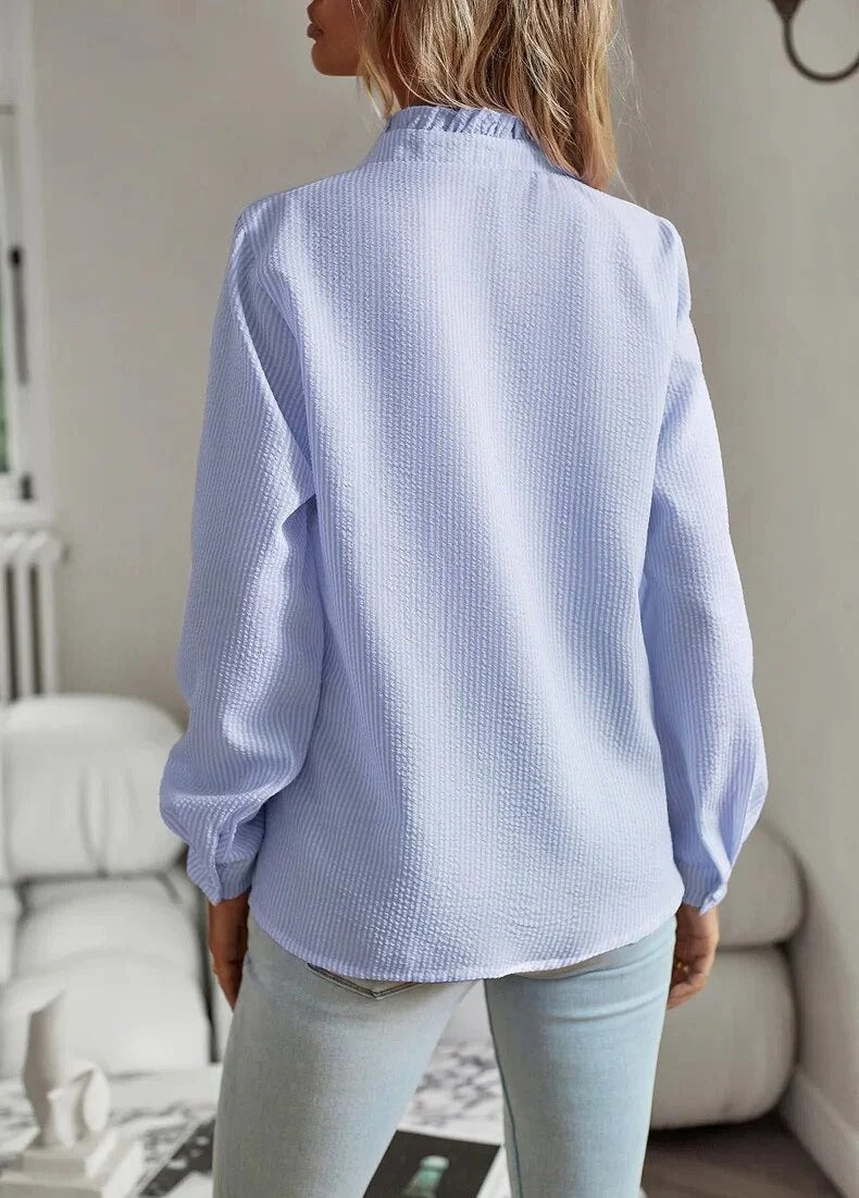 Giulia – Camisa de rayas con detalles de volantes