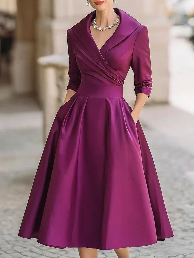Elvira – Vestido midi elegante en satén