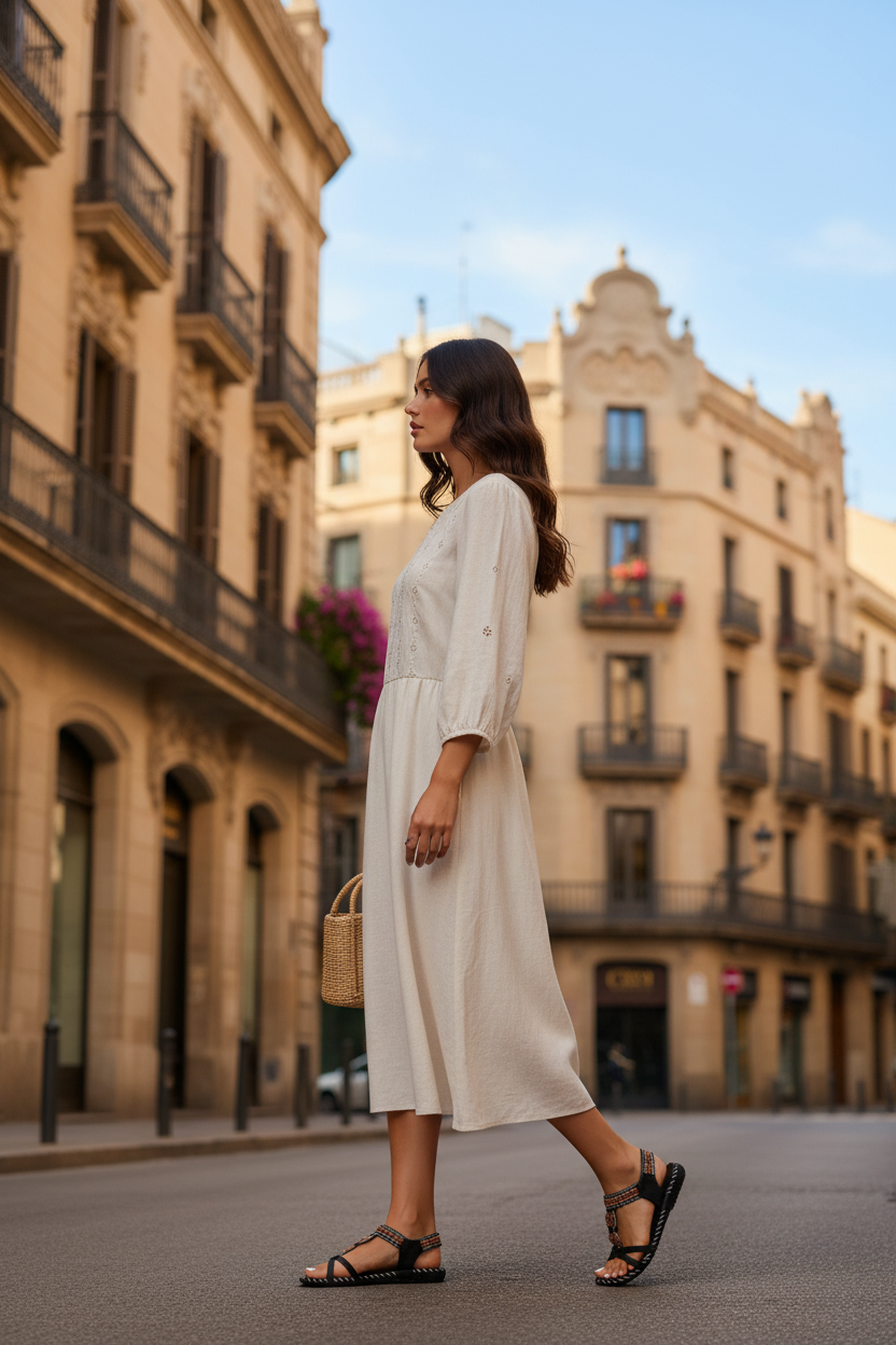 Modelo en calle de Barcelona