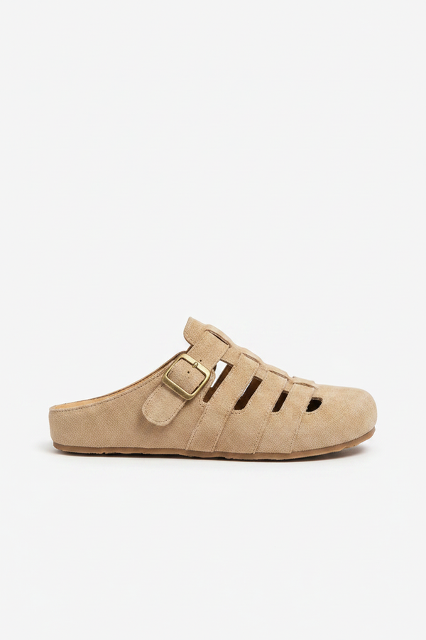 Zapato beige mule perfil blanco